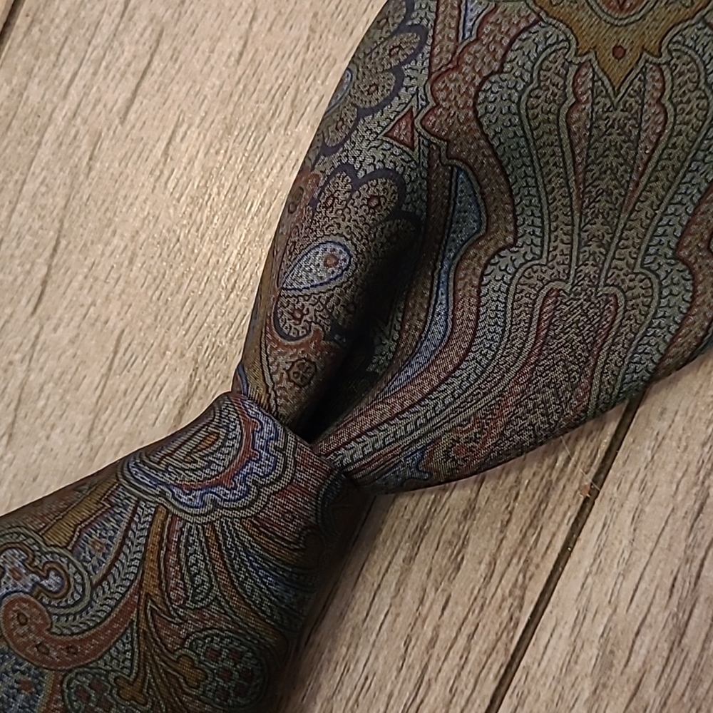 RUBINACCI Napoli Dark Green Blue Abstract Paisley Italy Mens Silk Tie VTG